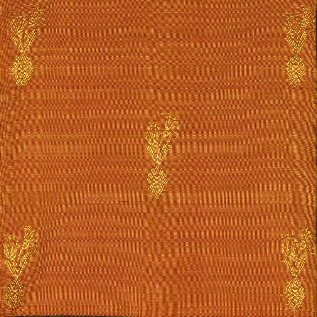 Handwoven Orange with Yellow Kanjivaram Silk Saree - 2676T013038DSC