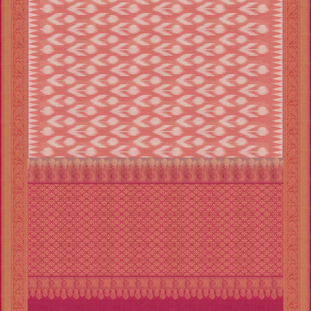 Handwoven Peach with Pink Ikat Soft Silk Saree - 2678N034172DSC