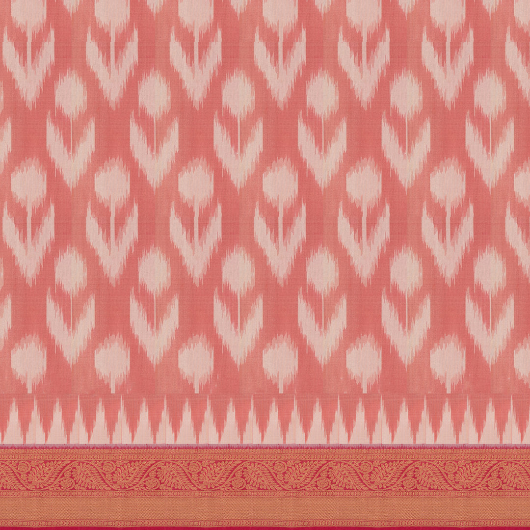 Handwoven Peach with Pink Ikat Soft Silk Saree - 2678N034172DSC