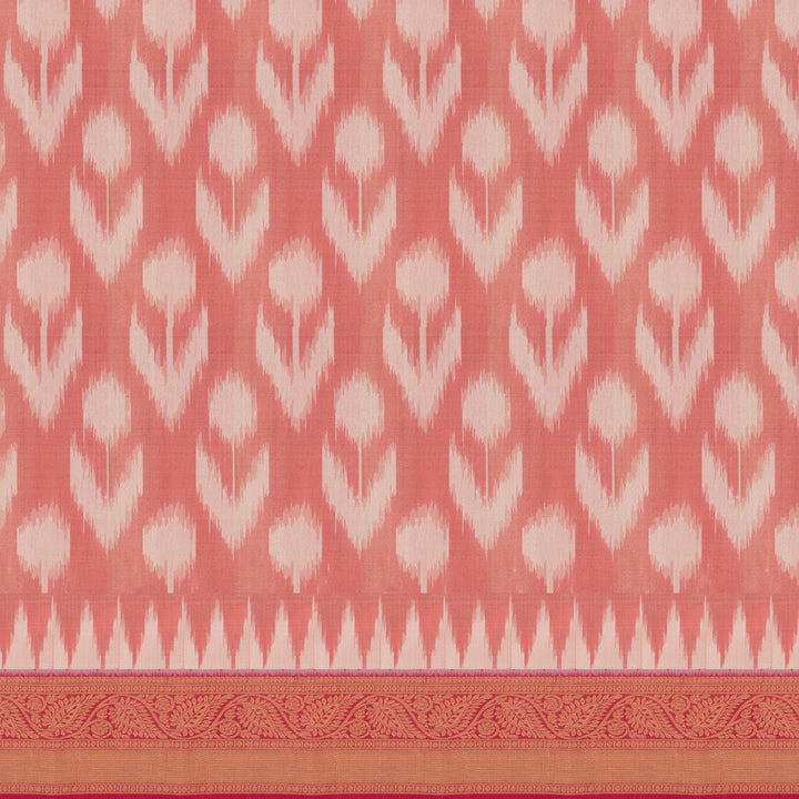 Handwoven Peach with Pink Ikat Soft Silk Saree - 2678N034172DSC