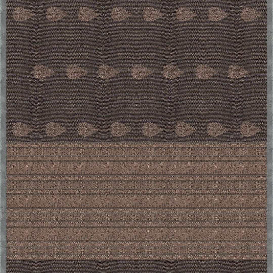 Handwoven Grey Tissue Soft silk Saree - 2738T012907DSC