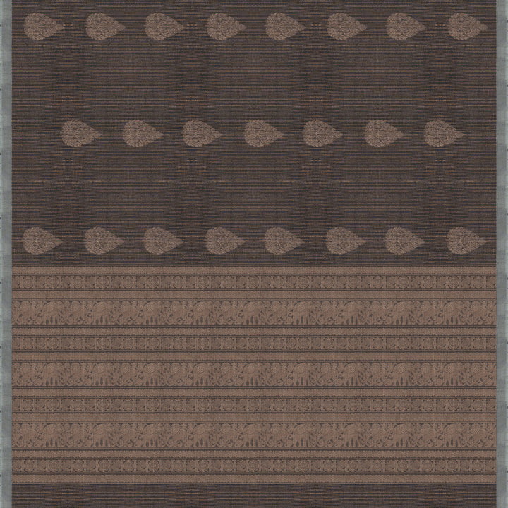 Handwoven Grey Tissue Soft silk Saree - 2738T012907DSC