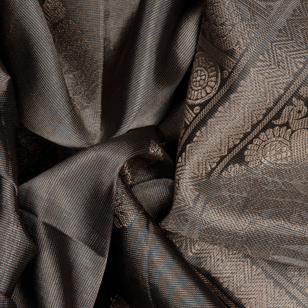 Handwoven Grey Tissue Soft silk Saree - 2738T012907DSC