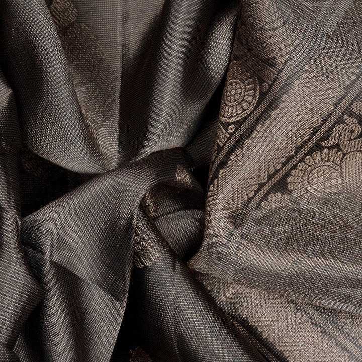 Handwoven Grey Tissue Soft silk Saree - 2738T012907DSC