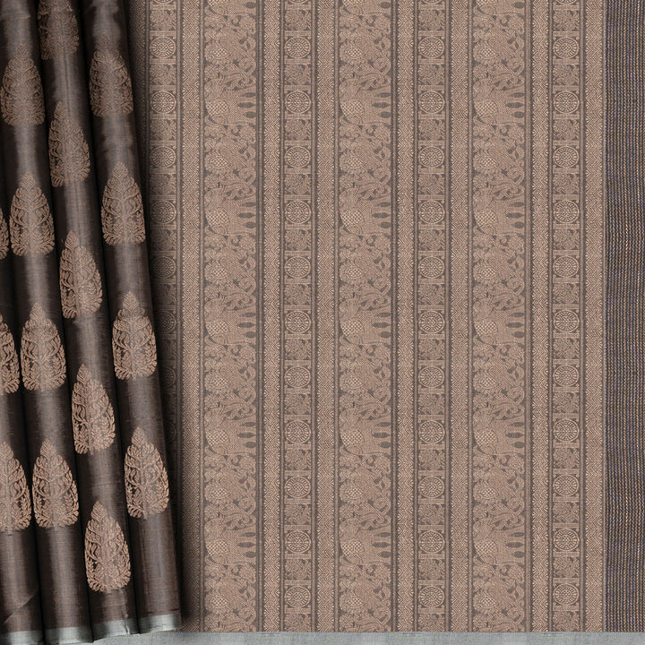 Handwoven Grey Tissue Soft silk Saree - 2738T012907DSC