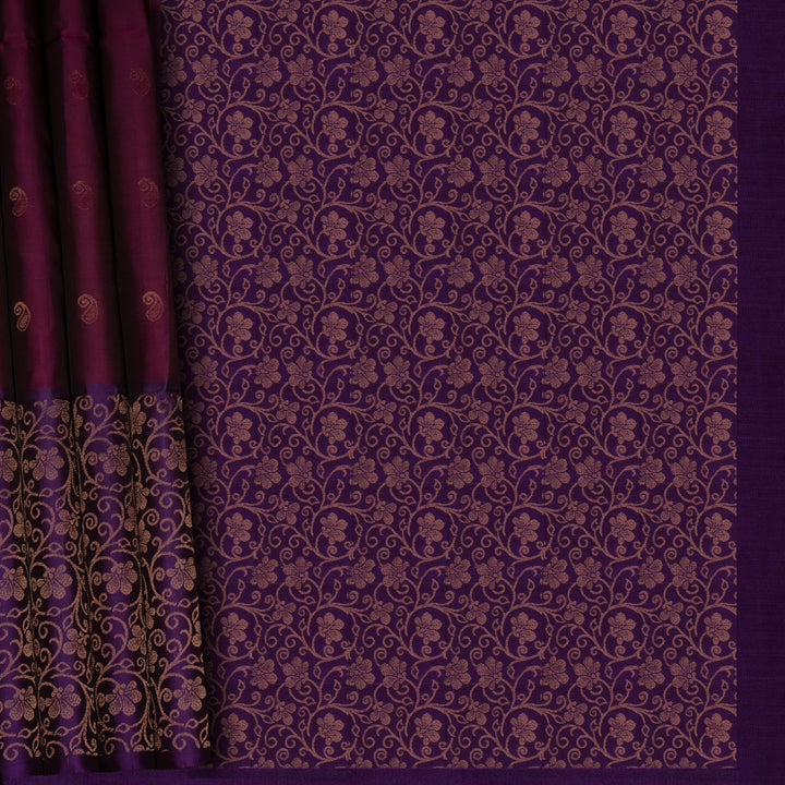 Handwoven Burgundy Soft silk Saree - 2739T013116DSC