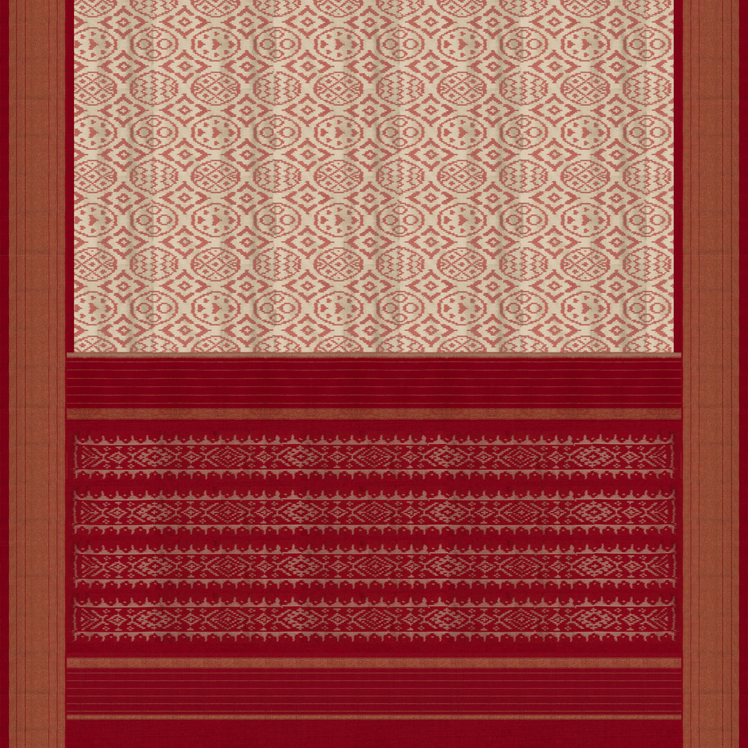 Handwoven Cream Pochampally Ikat silk Saree - 2736T013234DSC