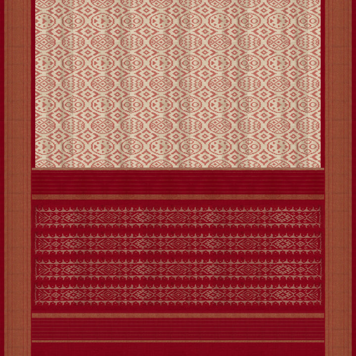 Handwoven Cream Pochampally Ikat silk Saree - 2736T013234DSC