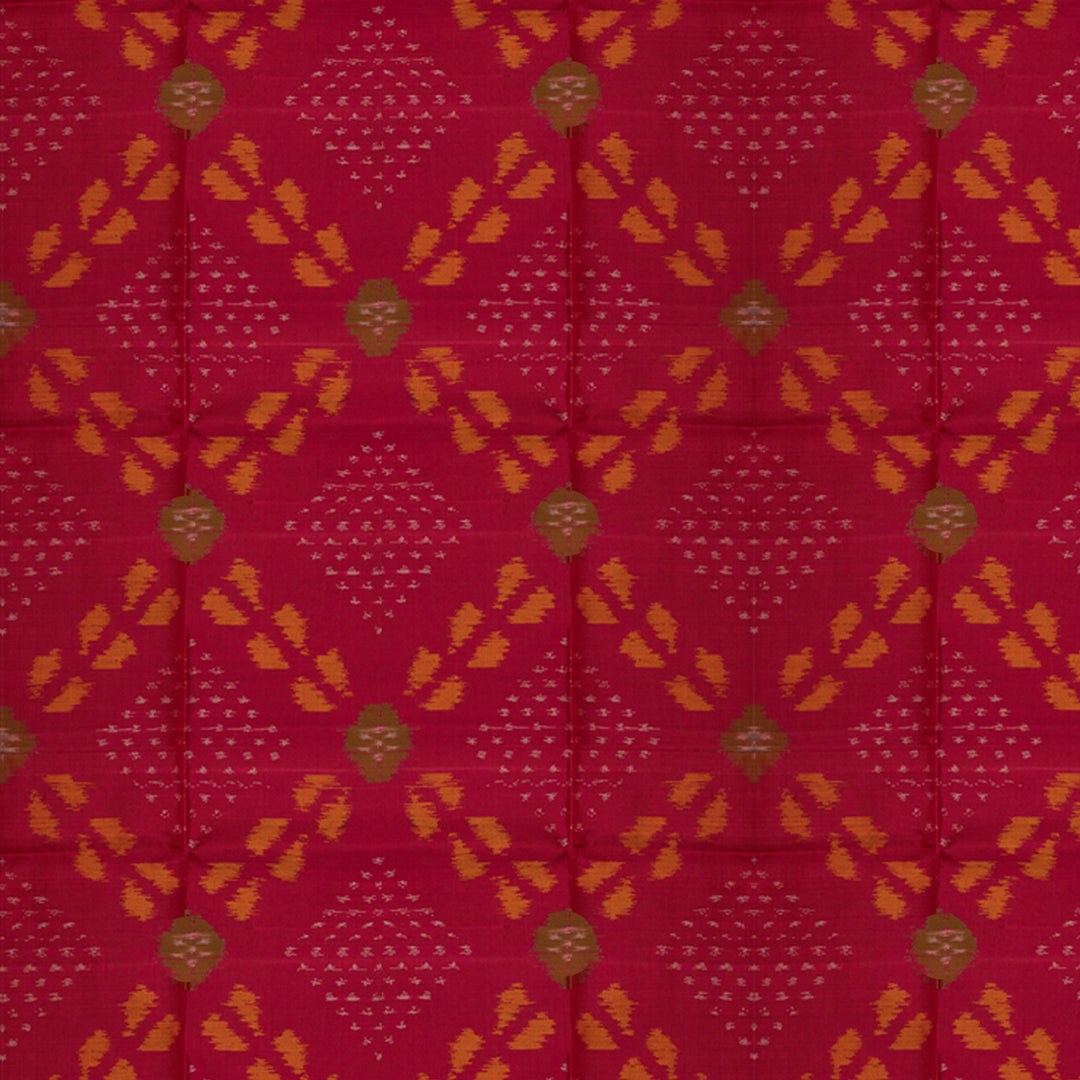 Handwoven Red with Blue Ikat Soft silk Saree - 2745N034173DSC