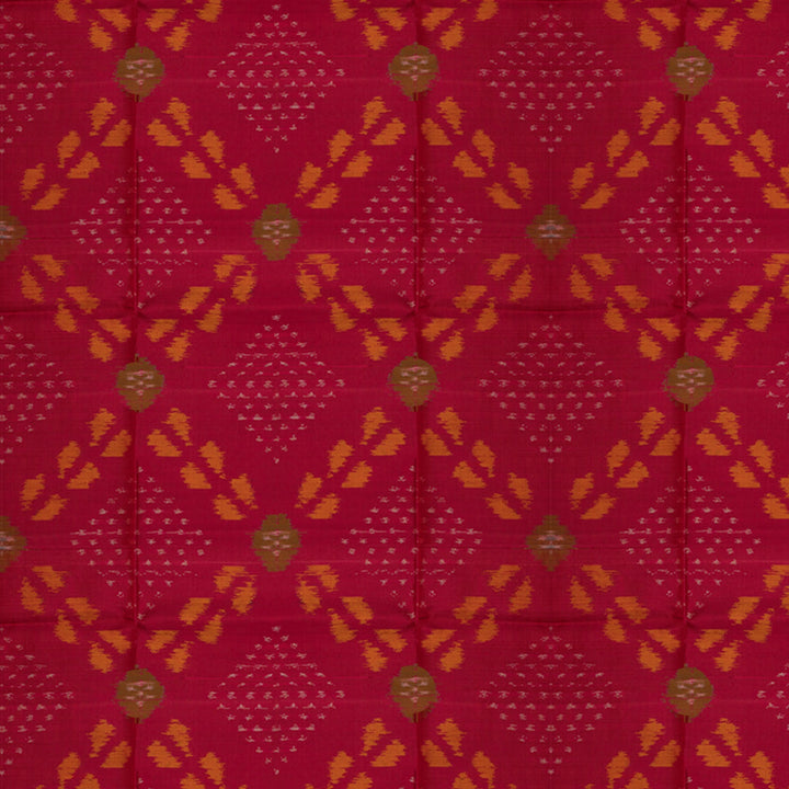Handwoven Red with Blue Ikat Soft silk Saree - 2745N034173DSC