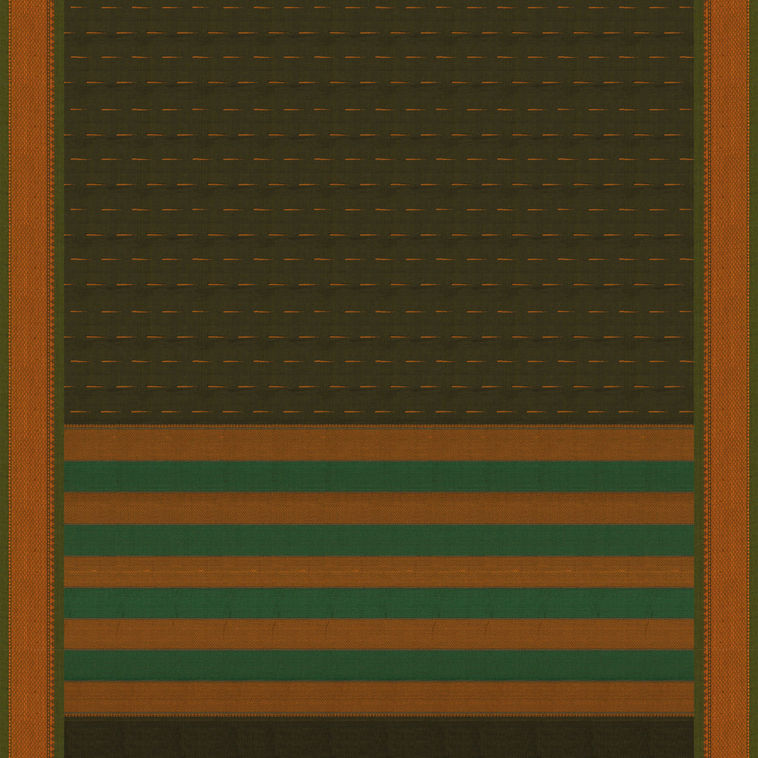 Handwoven Green Kanjivaram Cotton Saree - 2749T013314DSC