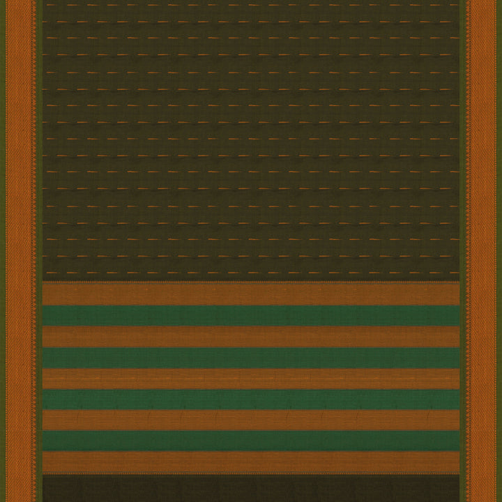 Handwoven Green Kanjivaram Cotton Saree - 2749T013314DSC