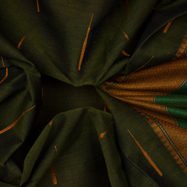 Handwoven Green Kanjivaram Cotton Saree - 2749T013314DSC