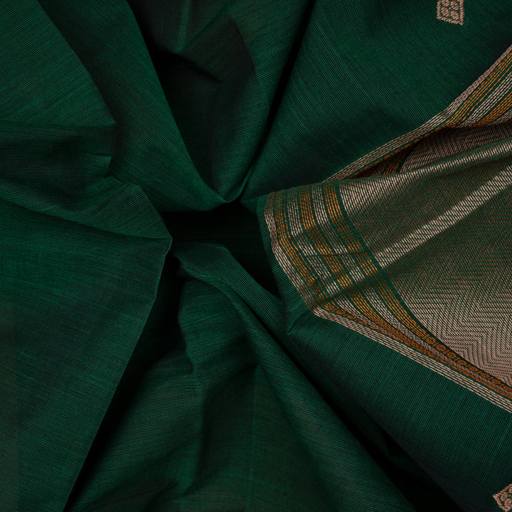 Handwoven Green with Pink Kanjivaram Cotton Saree - 2706T013320DSC