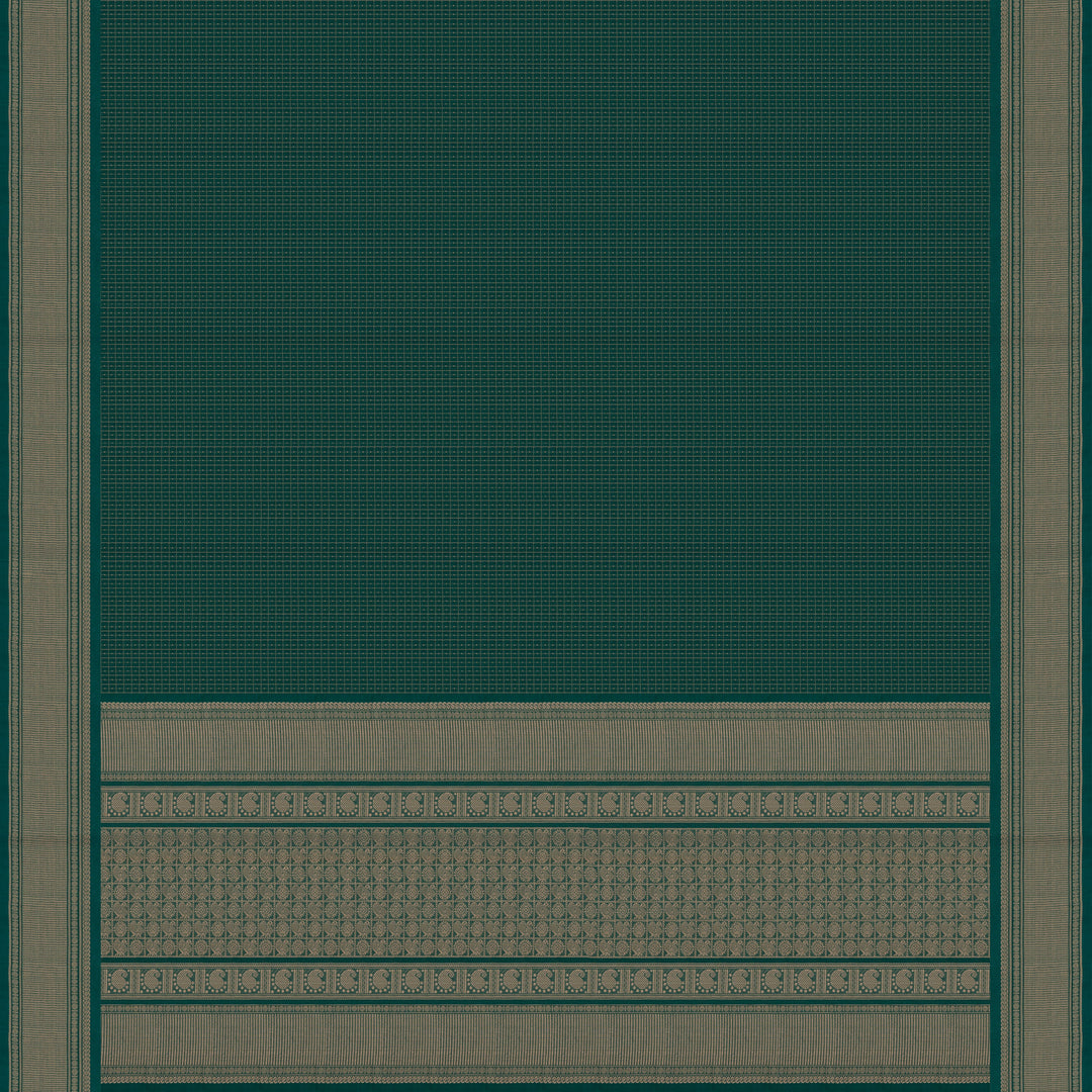 Handwoven Green Kanjivaram Cotton Saree - 2711T013301DSC