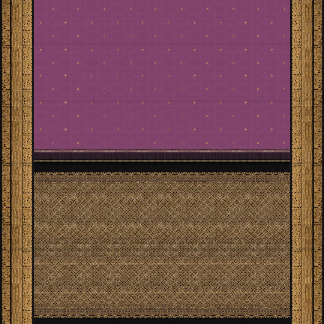 Handwoven Lavendar with Black Kanjivaram Silk Saree - 2713T012561DSC