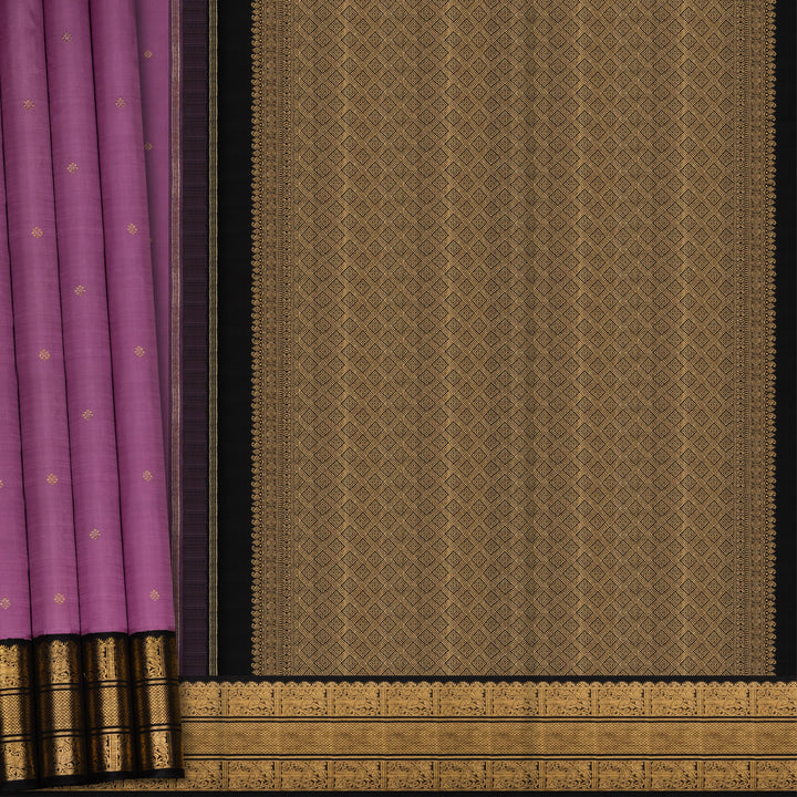 Handwoven Lavendar with Black Kanjivaram Silk Saree - 2713T012561DSC