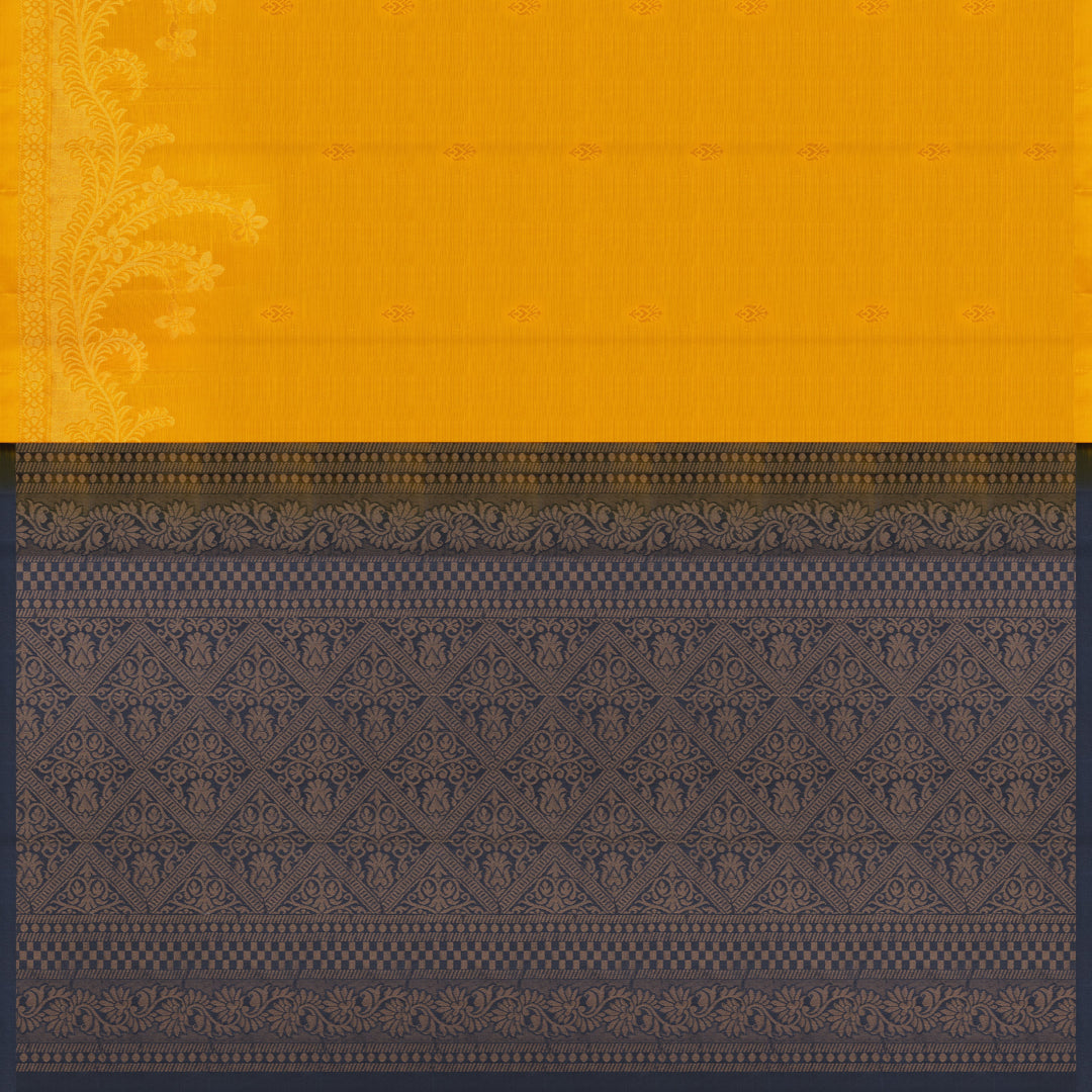 Handwoven Yellow with Black Soft Silk Saree - 2714T013115DSC