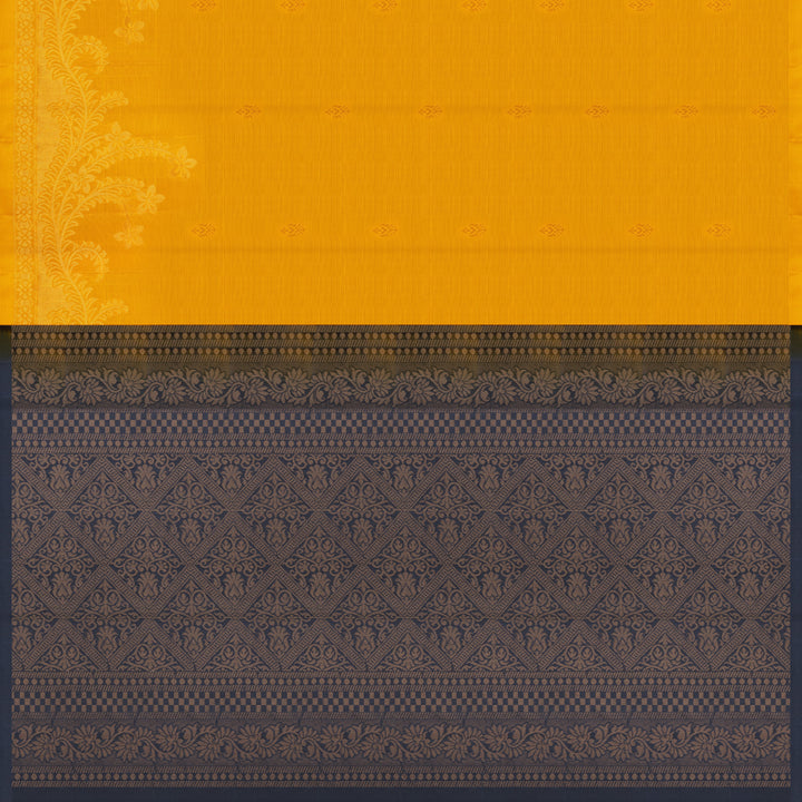 Handwoven Yellow with Black Soft Silk Saree - 2714T013115DSC
