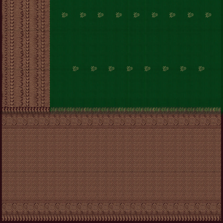 Handwoven Green with Maroon Soft Silk Saree - 2715T013117DSC