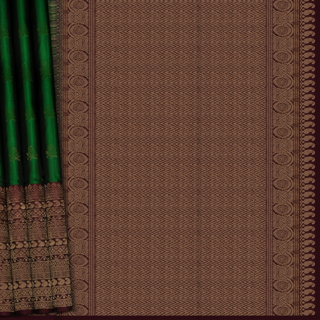 Handwoven Green with Maroon Soft Silk Saree - 2715T013117DSC