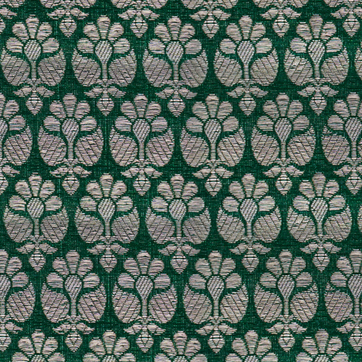 Handwoven Green Banarasi Fabric - 13T004428DSC