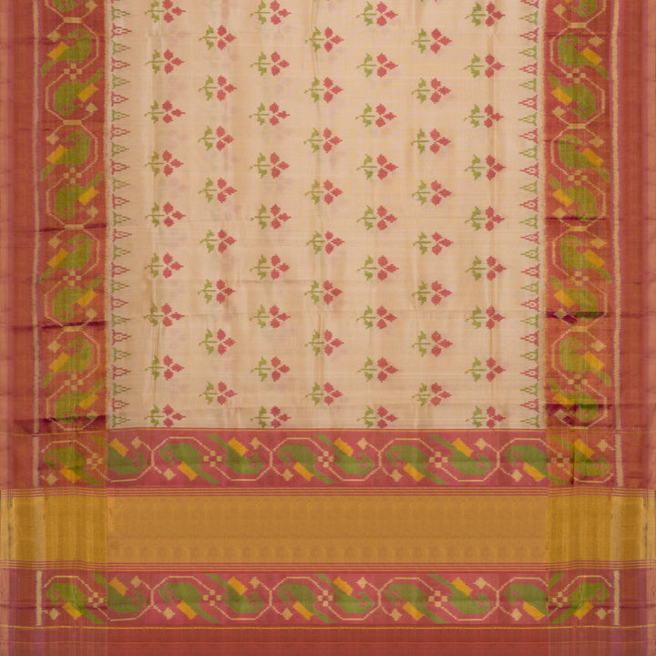 Handwoven Cream Ikat Silk Saree - 2754T013277DSC