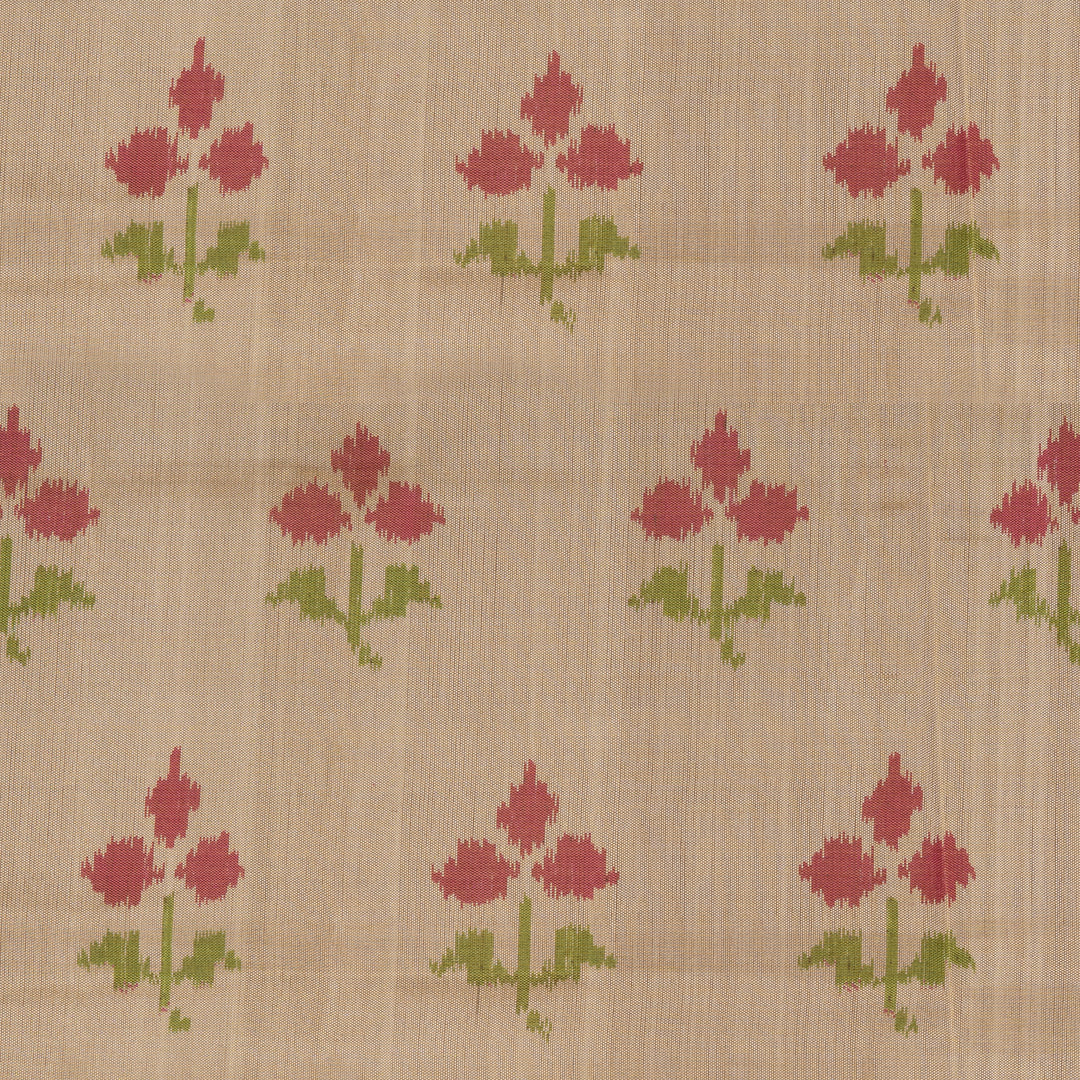 Handwoven Cream Ikat Silk Saree - 2754T013277DSC