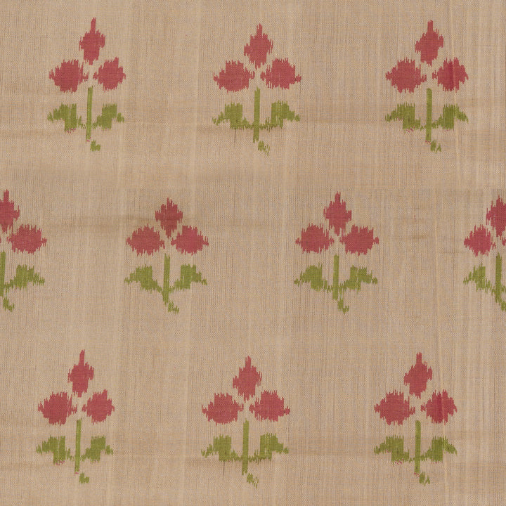 Handwoven Cream Ikat Silk Saree - 2754T013277DSC