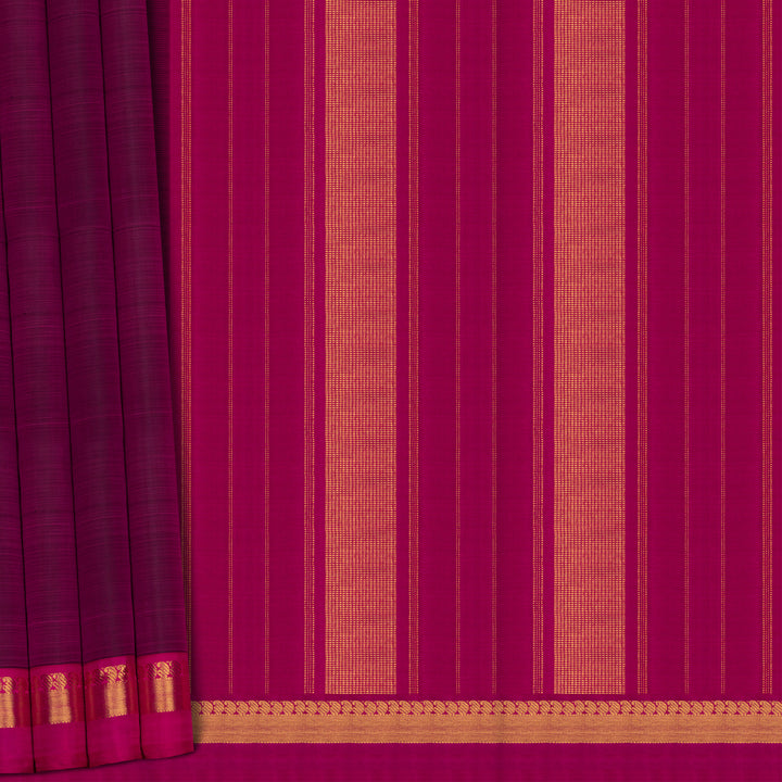 Handwoven Purple with Pink Kanjivaram Silk Saree - 2734T011582DSC