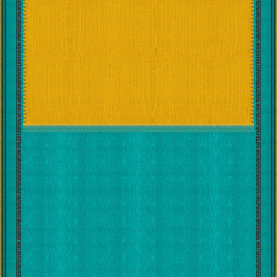 Handwoven Yellow with Blue Gadwal Silk Saree - 2779T013558DSC