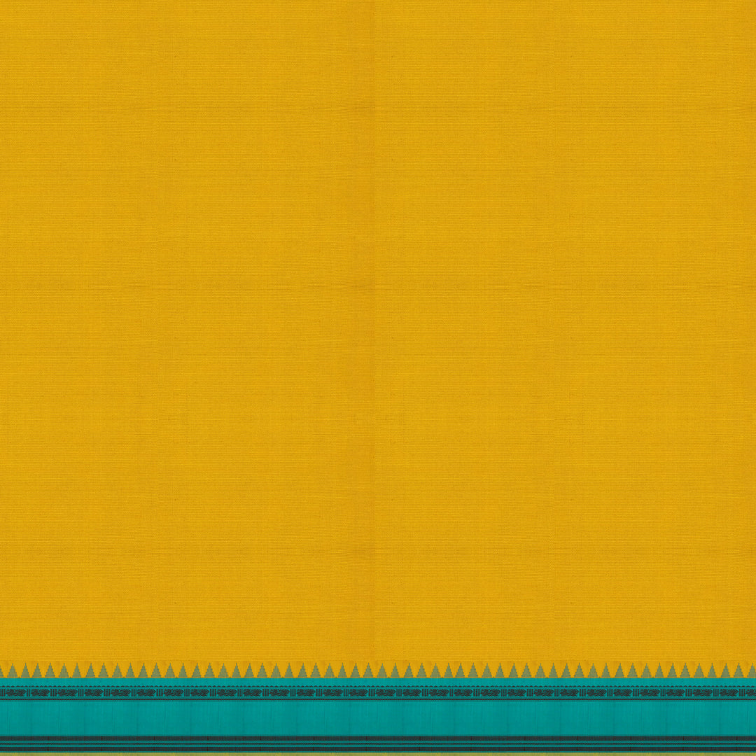 Handwoven Yellow with Blue Gadwal Silk Saree - 2779T013558DSC