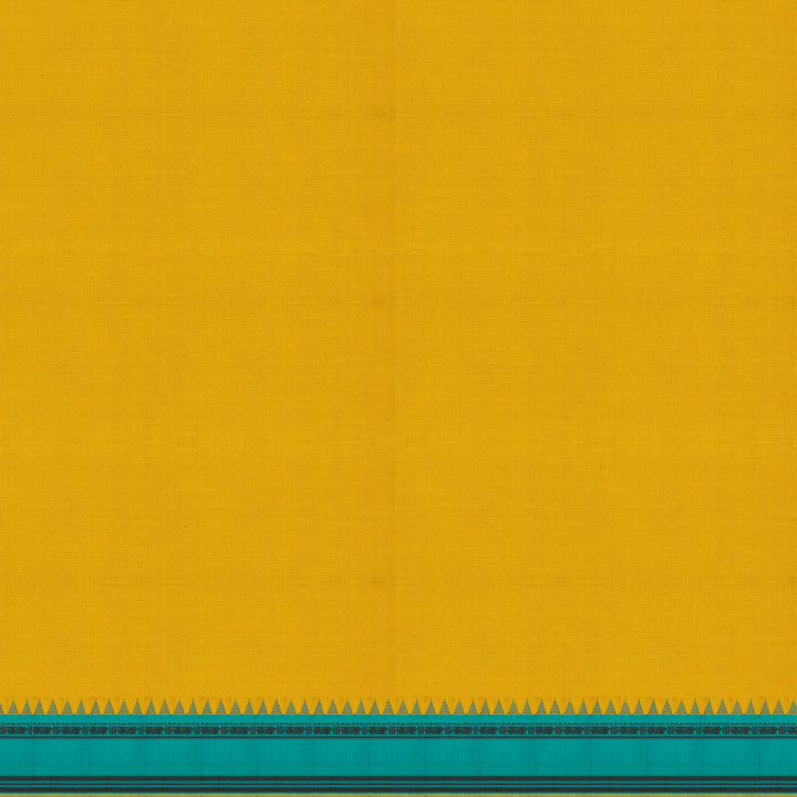 Handwoven Yellow with Blue Gadwal Silk Saree - 2779T013558DSC