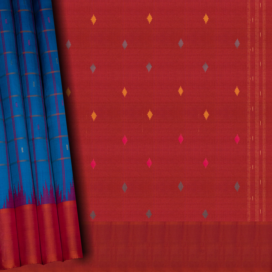 Pleats/Body of Handwoven Gadwal Silk Saree