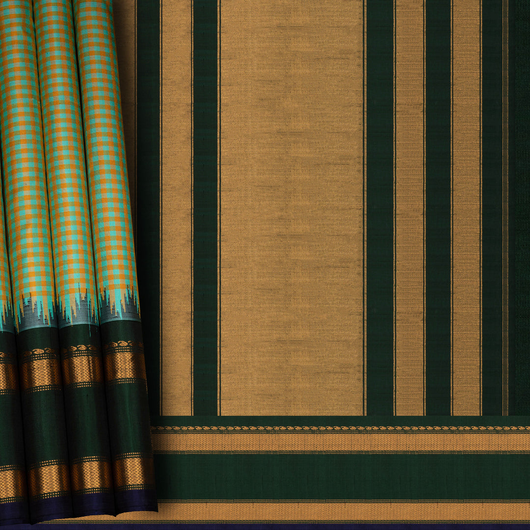 Pleats/body of Handwoven Gadwal Silk Saree
