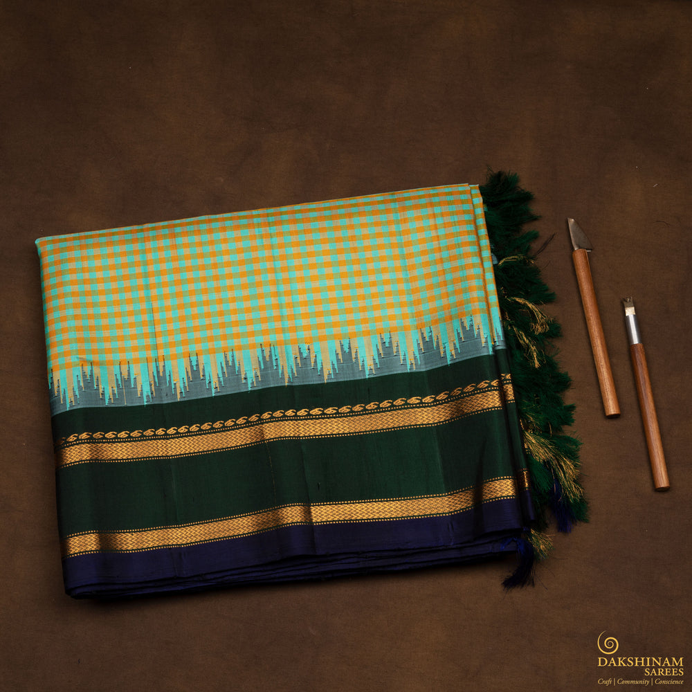 Folded Handwoven Gadwal Silk Saree