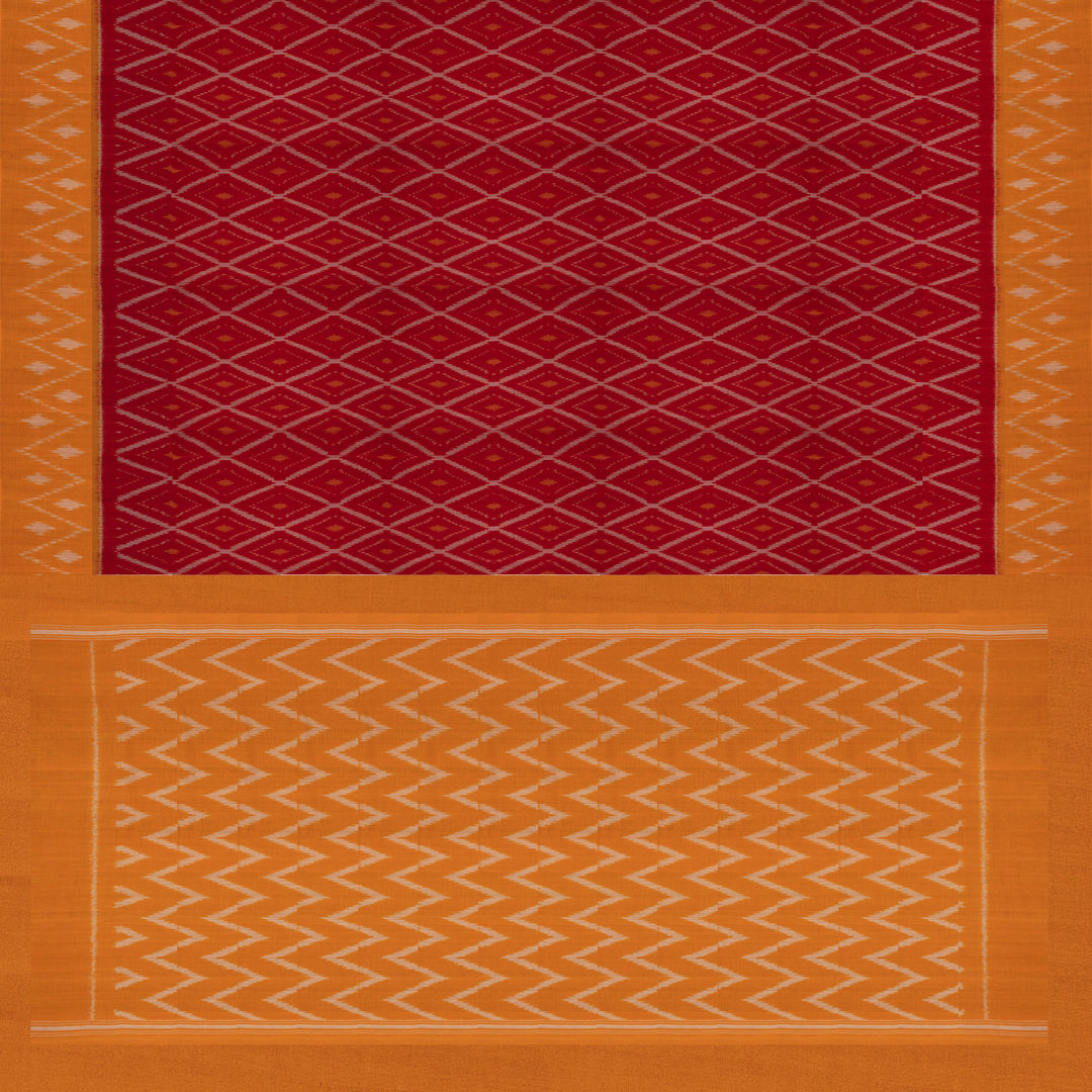 Pallu of Handwoven Cotton Ikat Saree 