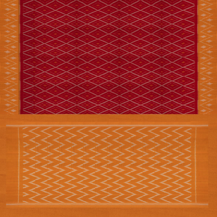 Pallu of Handwoven Cotton Ikat Saree 