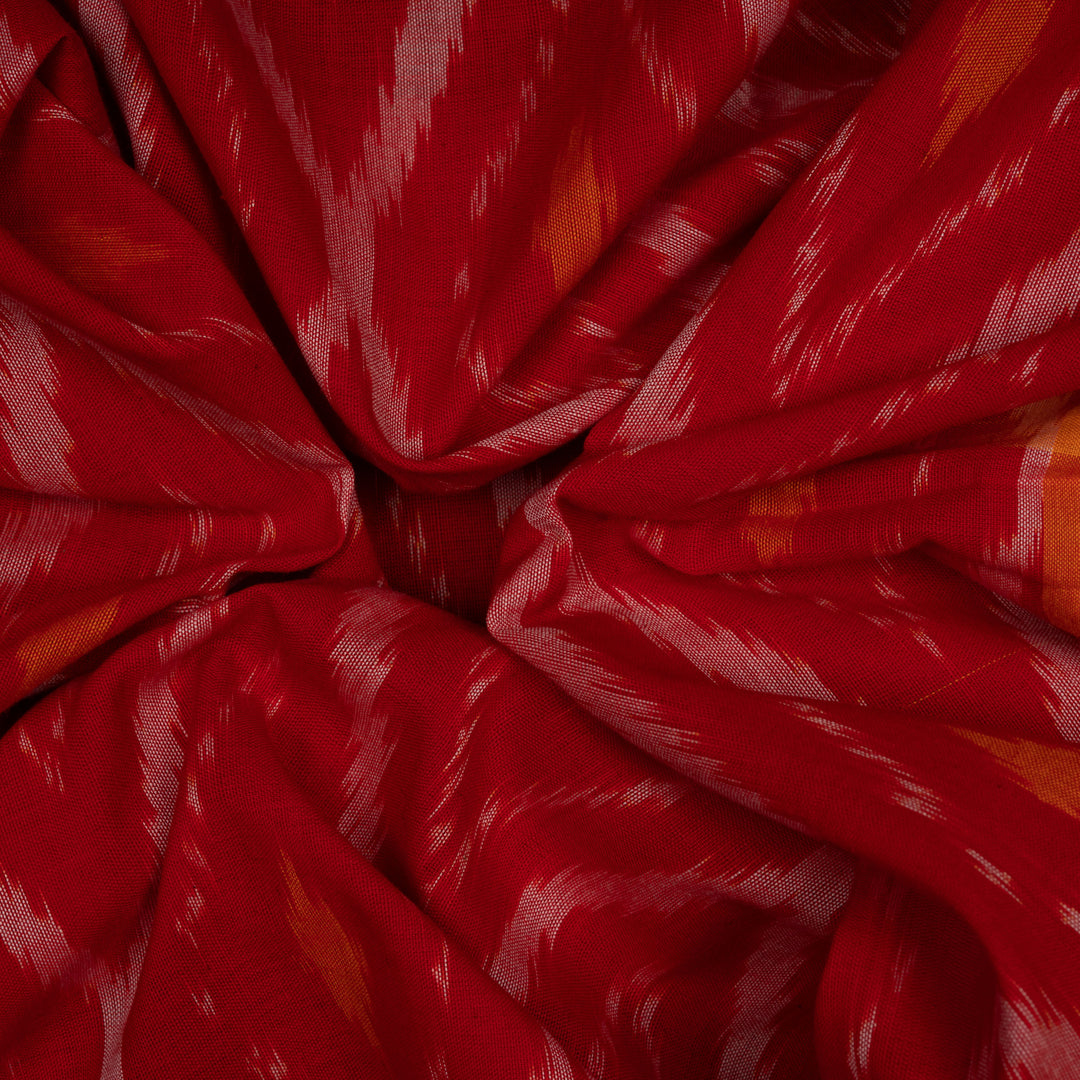 Folded Handwoven Cotton Ikat Saree 