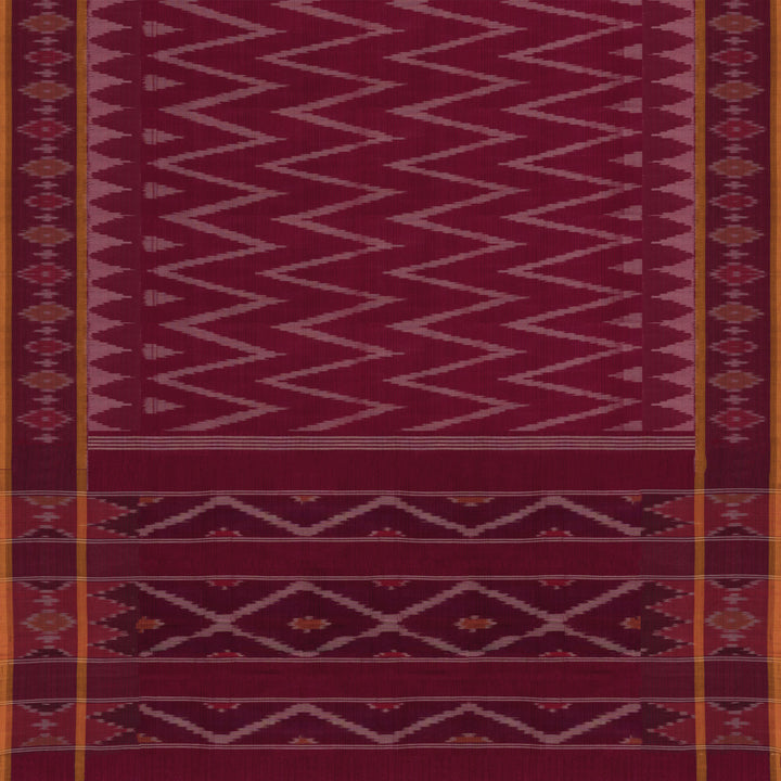 Pallu of Handwoven Cotton Ikat Saree