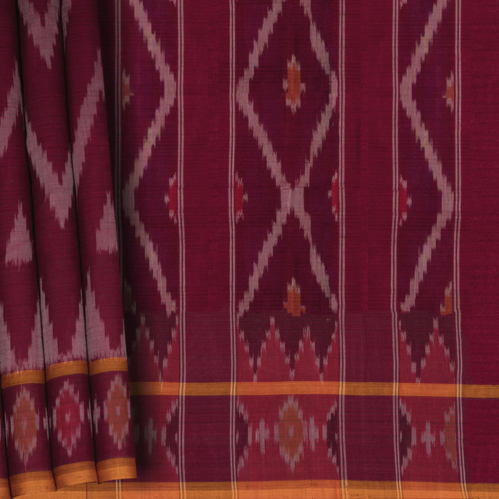 Pleats/body of Handwoven Cotton Ikat Saree