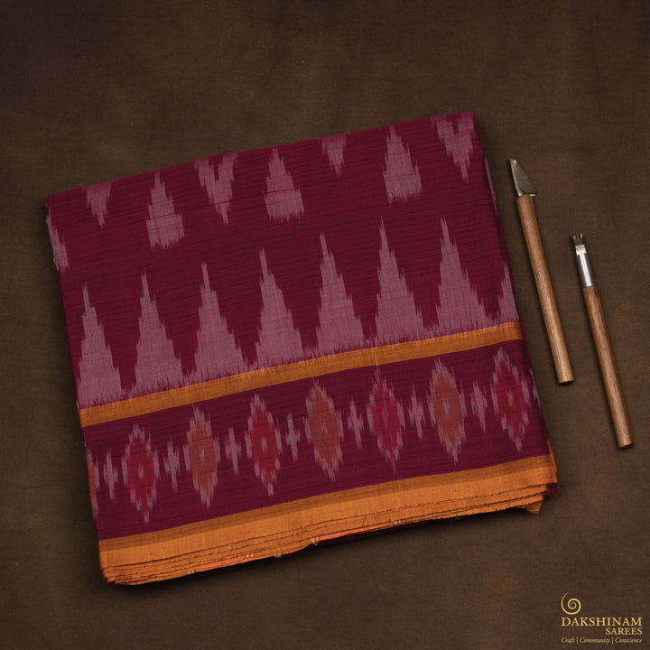 Folded Handwoven Cotton Ikat Saree