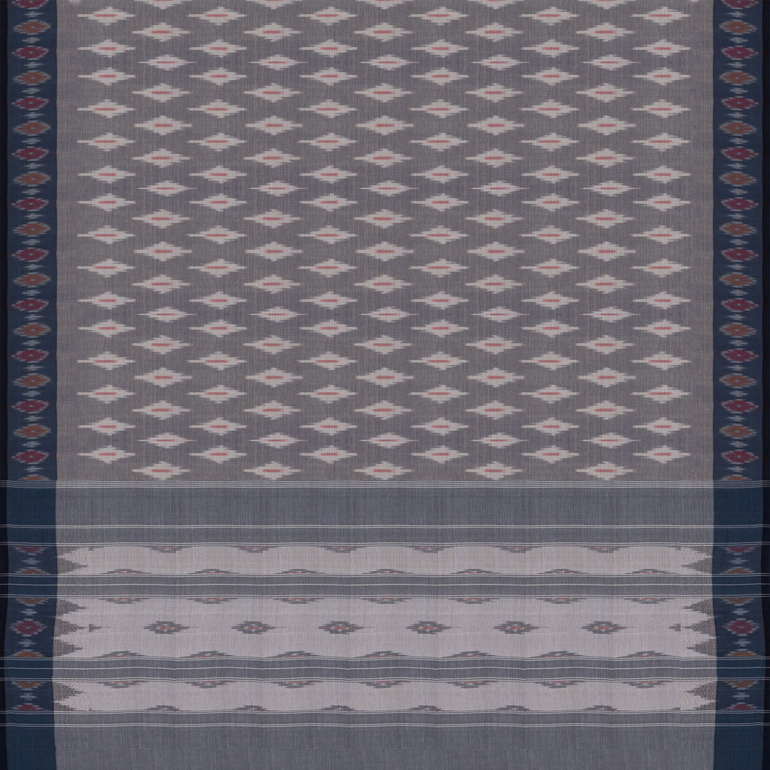 Pallu of Handwoven Cotton Ikat Saree