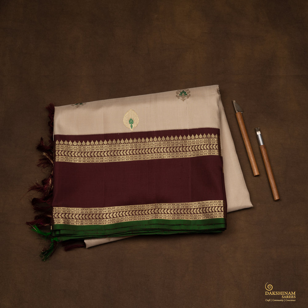 Folded Handwoven Gadwal Silk Saree