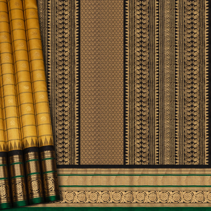 Pleats/body of handwoven Tussar Gadwal Silk Saree