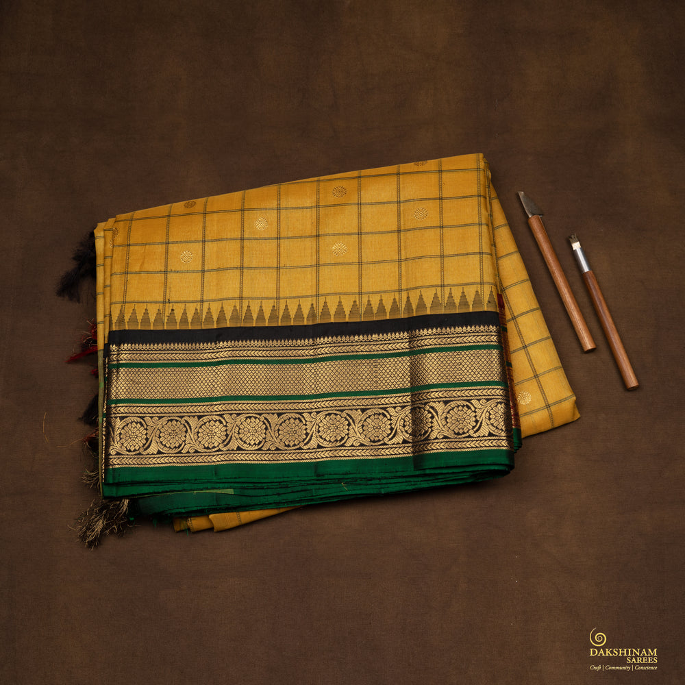 Folded handwoven Tussar Gadwal Silk Saree