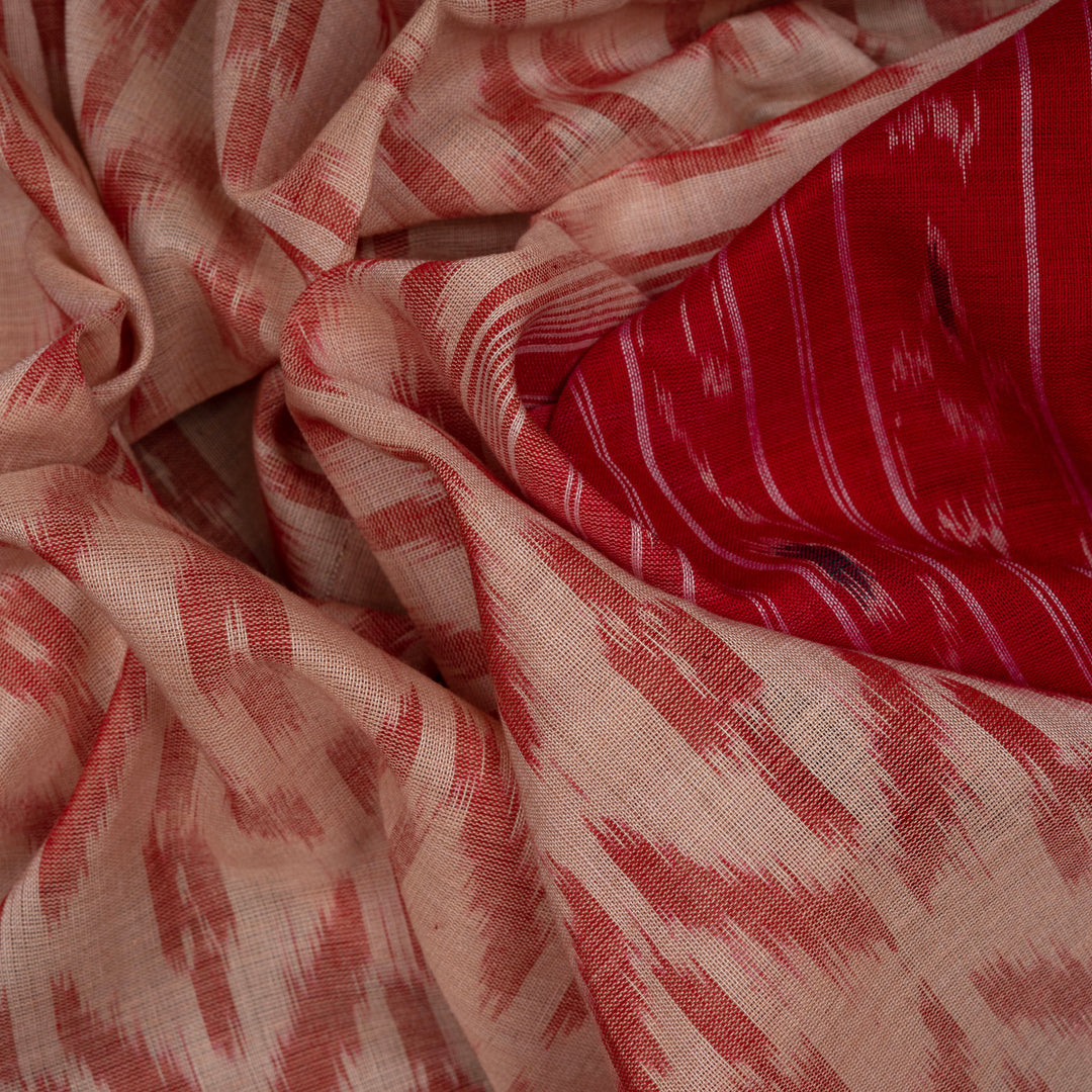 Closeup of Handwoven Ikat Cotton Saree