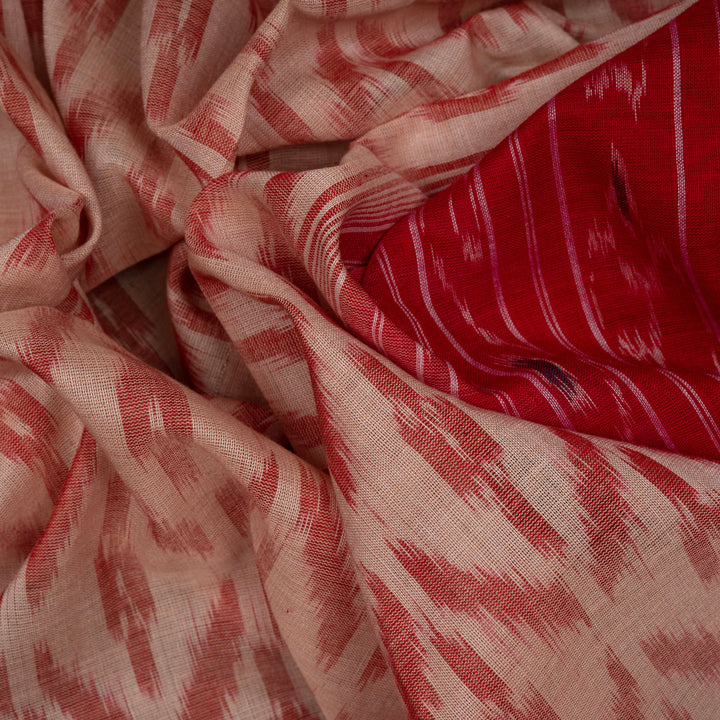 Closeup of Handwoven Ikat Cotton Saree