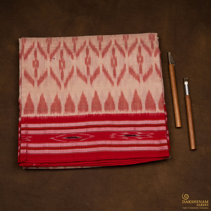 Folded Handwoven Ikat Cotton Saree