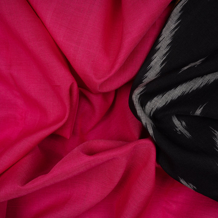 Closeup of Handwoven Ikat Cotton Saree